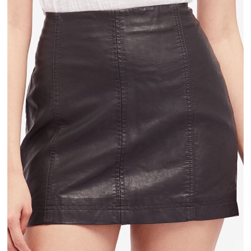 free people modern femme vegan leather mini skirt